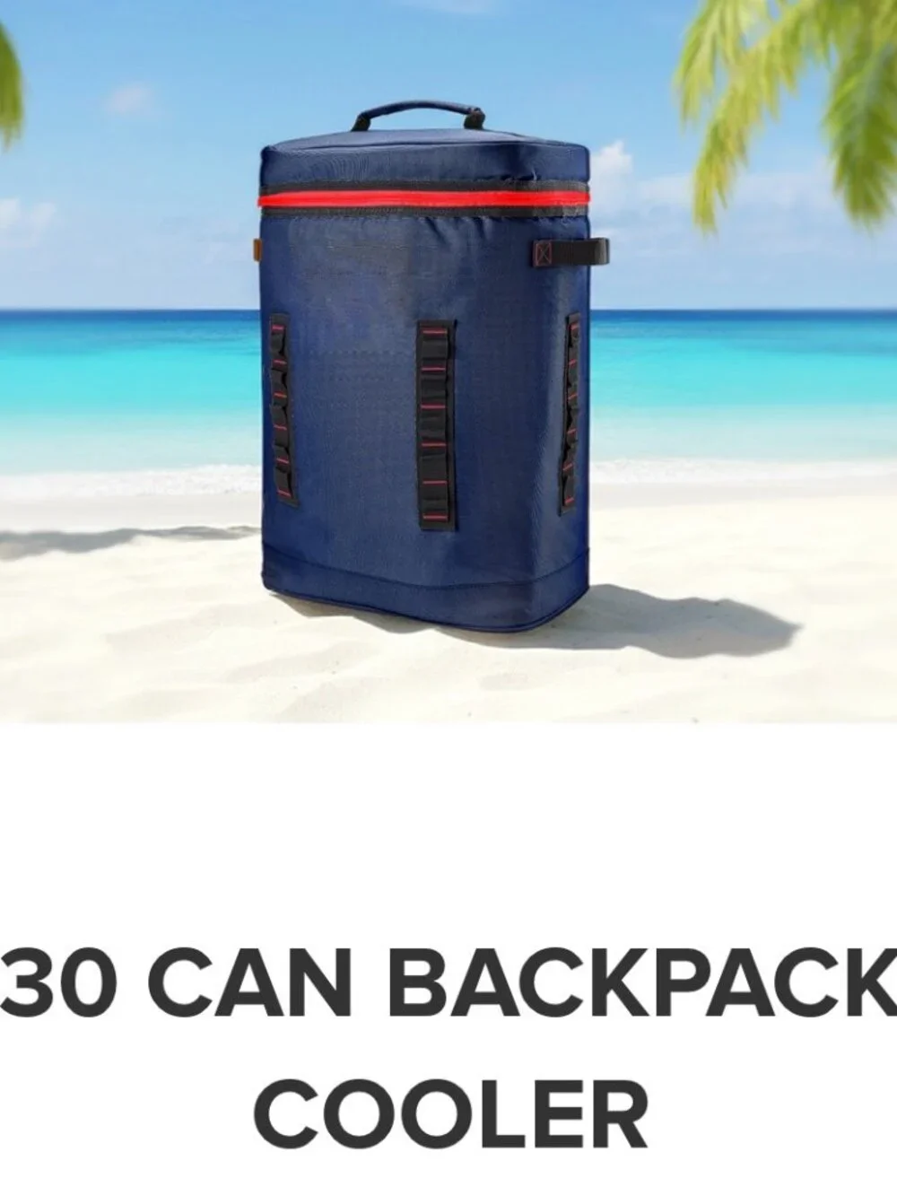 Navy 30 Can Backpack Duffle with Red Zipper Accent